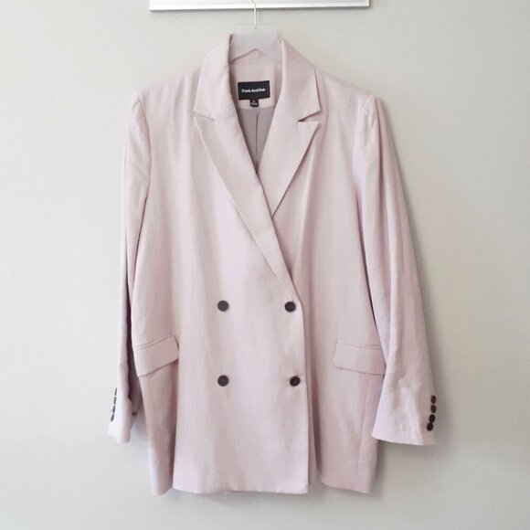 NWOT Frank and Oak purple pink double breasted linen blend blazer, XL - Picture 10 of 10